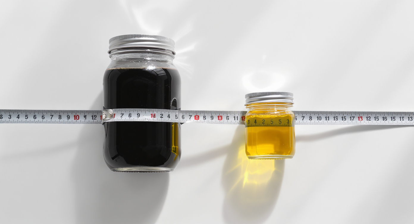 Two glass jars on a white surface — a larger darker jar representing mortgage burden and a smaller bright amber jar representing high-yield savings returns, bridged by a measuring tape